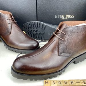 Hugo Boss, Lined Brown Shoes.