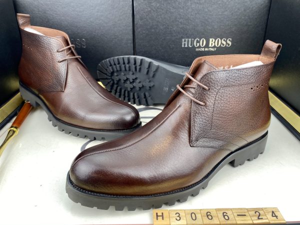 Hugo Boss, Lined Brown Shoes.