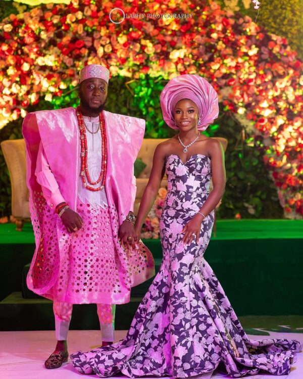 Pink Agbada Style For Couples