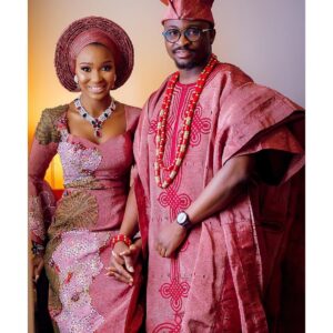 Biege Agbada Traditonal Wedding Dress for Couple