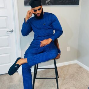 Royal Blue Senator African Suit