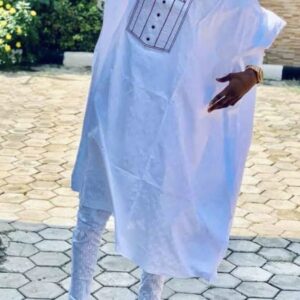 White Embroidered Agbada For Men