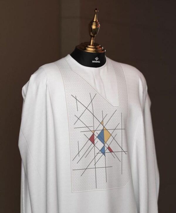 White With Gold Agbada Design