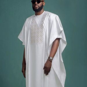 Simple Short Sleeve Agbada Style| Wedding Agbada Style For Men| White Agbada Design| Wedding Agbada Style| Wedding White Agbada| Traditional Wedding  Attire