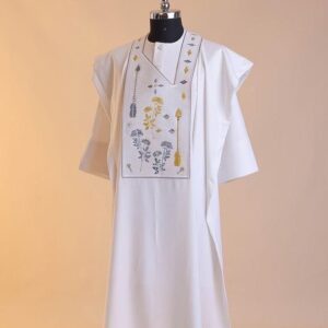 White Agbada With Gold Design