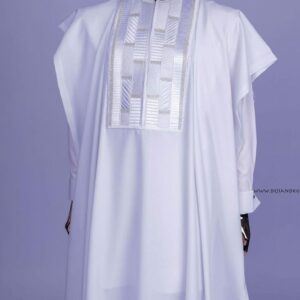 White Long Sleeve Agbada Style | White Agbada With Embroidered Design| White Agbada Design| Wedding Agbada Style For Men| Wedding White Agbada| Wedding Agbada Style| African Traditional Attire