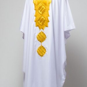 White Agbada design for a Nigerian Traditional Wedding