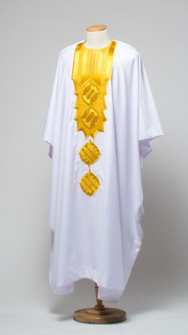 White Agbada design for a Nigerian Traditional Wedding