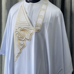 White Agbada With Gold Design