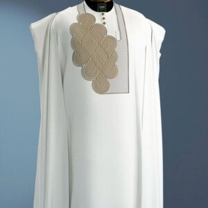 White Agbada With Embroidery Design