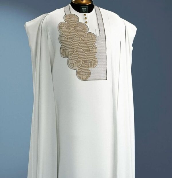 White Agbada With Embroidery Design