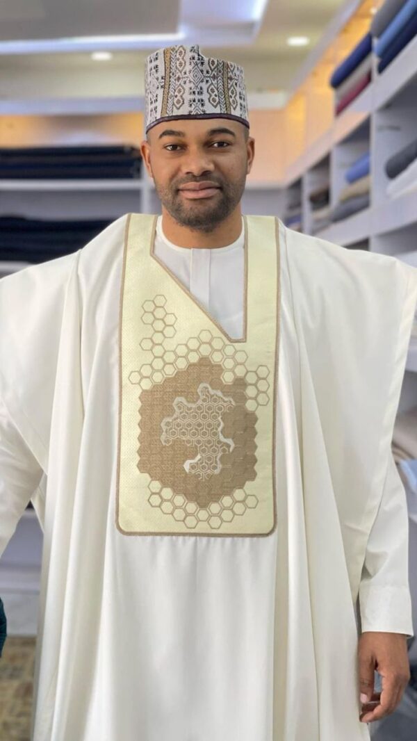 Wedding Agbada With Gold Design