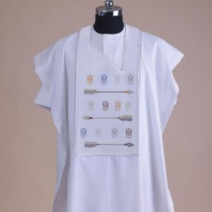 White Agbada With Gold Design | White Short Sleeve Agbada Style For Men | White  Agbada Design| Wedding Agbada Style | Wedding Agbada Style For Men| Traditional African Agbada Style