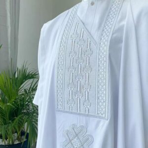White Agbada With Gold Design | White Short Sleeve Agbada Style For Men | White  Agbada Design| Wedding Agbada Style | Wedding Agbada Style For Men| Traditional African Agbada Style