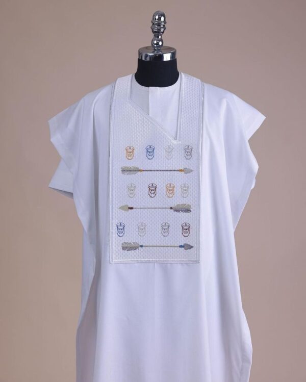 White Agbada With Gold Design | White Short Sleeve Agbada Style For Men | White  Agbada Design| Wedding Agbada Style | Wedding Agbada Style For Men| Traditional African Agbada Style