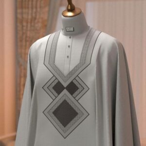 Beige Agbada Design with Black Embroidery