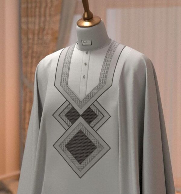 Beige Agbada Design with Black Embroidery