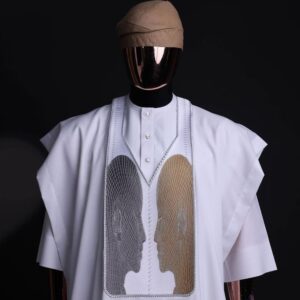 White Agbada With Gold Design| White Short Sleeve Agbada Style |White Agbada Design | Wedding Agbada Style For Men| Wedding Agbada Style |African Traditional Attire