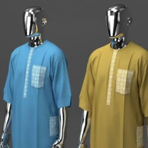 Blue and Gold Senator Wear With Gold and White Design | Short Sleeve Senator Style For Guys | Latest Senator Style For Men | Latest Senator Wears  | Trending Senator Style For Male