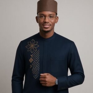 Dark Navy Blue Senator Wear With Dark Brown Design