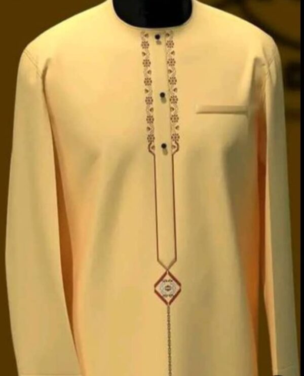 Long Sleeve Beige Kaftan Wear With Gold Design | Trending Senator Style For Male | Senator Styles For Men| Latest Senator Styles