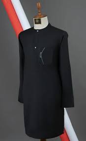 Long Sleeve Black Kaftan Wear With Light Gold Design