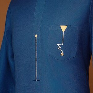 Navy Blue Kaftan Wear With Gold Design