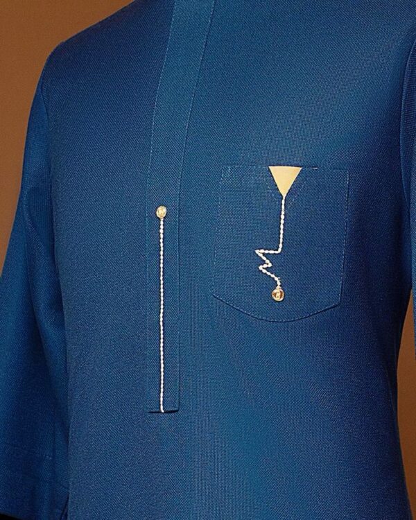 Navy Blue Kaftan Wear With Gold Design