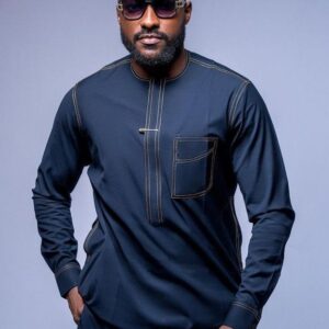 Olive Green Senator Wear With Gold Design