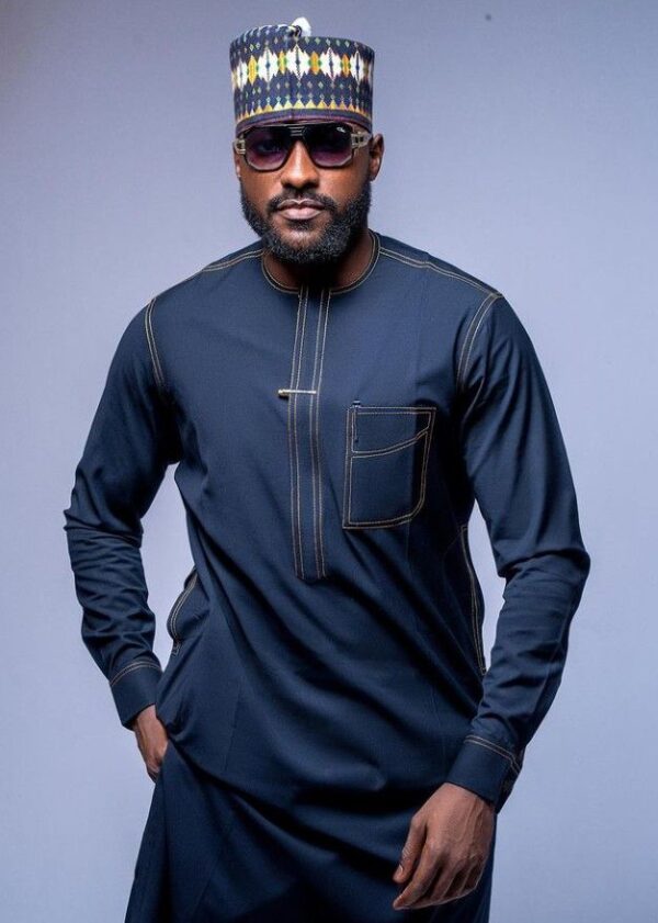 Olive Green Senator Wear With Gold Design