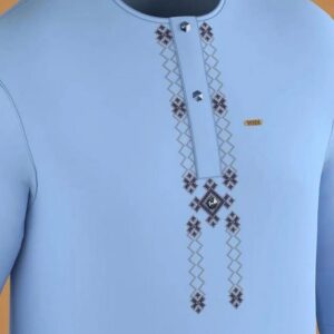Sky Blue With Dark Brown Embroidery