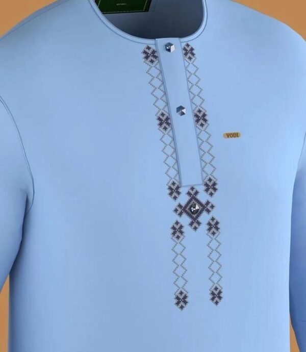 Sky Blue With Dark Brown Embroidery