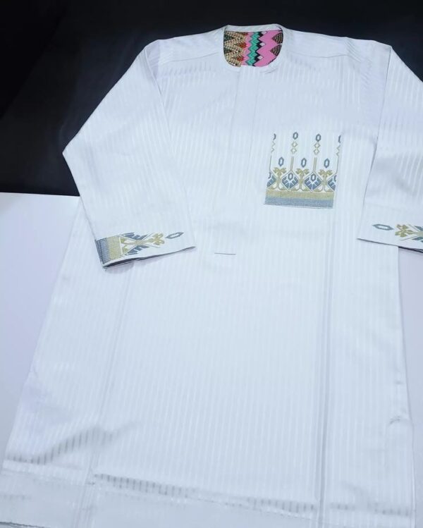 Stripe White Senator With Blue Gold Design