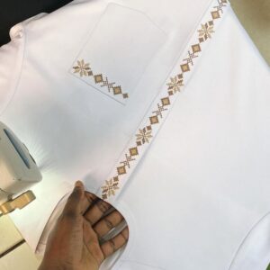 White Kaftan Wear With Gold Design