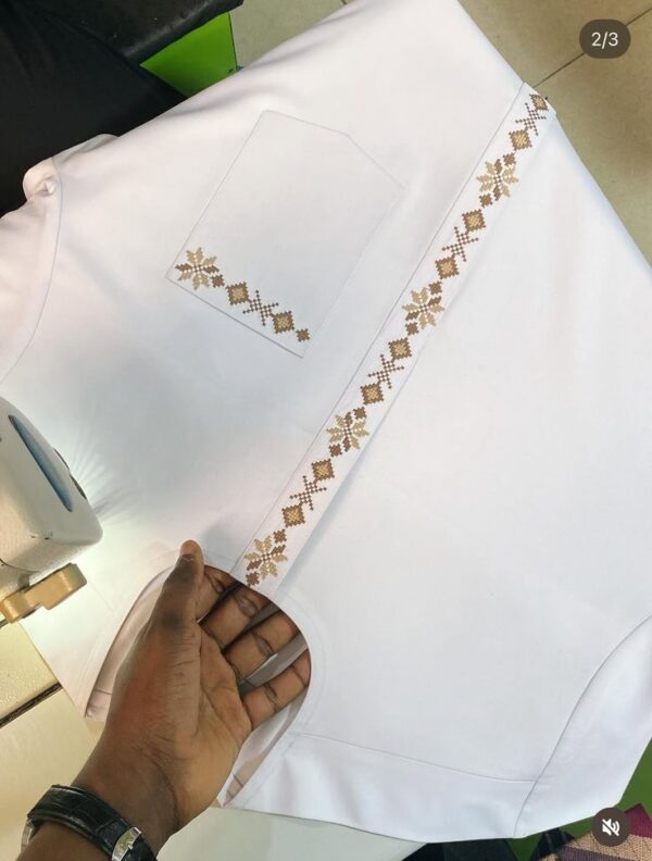 White Kaftan Wear With Gold Design