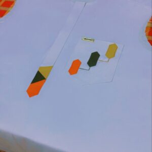 WhIte Kaftan Wear With Yellow Orange Navy Blue Design