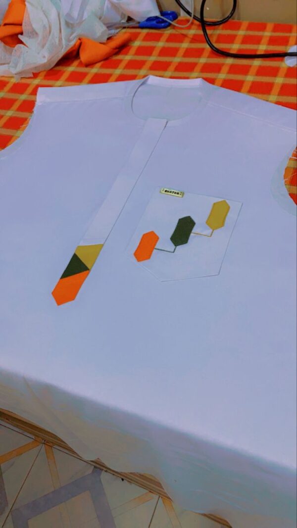 WhIte Kaftan Wear With Yellow Orange Navy Blue Design
