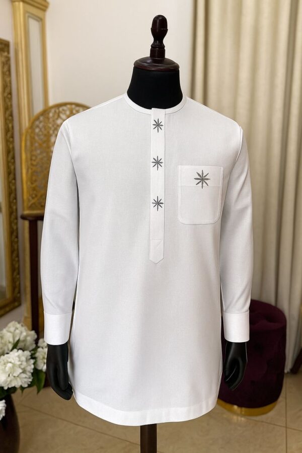 WhIte Senator Wear With Charcoal Black Design | Long Sleeve Senator Style For Male | Latest Senator Style For Men | Latest Senator Wears  For Guys