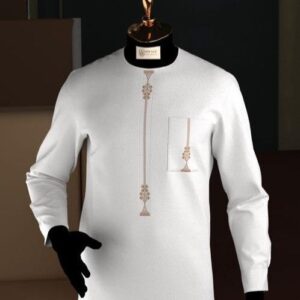White Senator Wear With Gold Design | Long Sleeve Senator Style For Male | Latest Senator Style For Men | Latest Senator Wears  For Guys