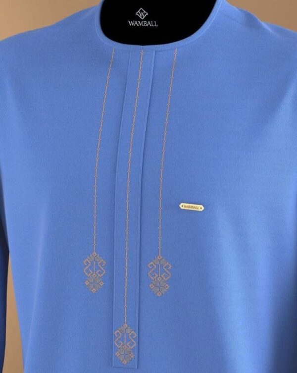 Sky Blue Senator Outfit With Gold Design